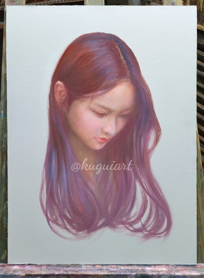 木本 晴三 作 油絵 タイトル 女の顔 ❤️ 木本 晴三 作