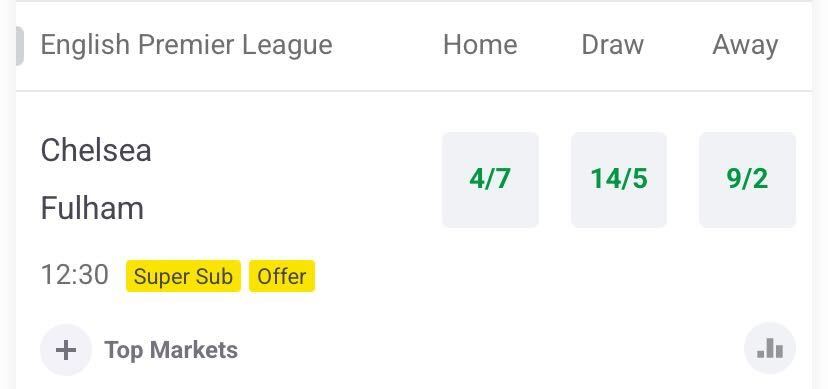 Chelsea host neighbours Fulham in the first of today's Premier League action ⚽

Full markets 👉 bit.ly/47vl1fd 

18+ GambleAware