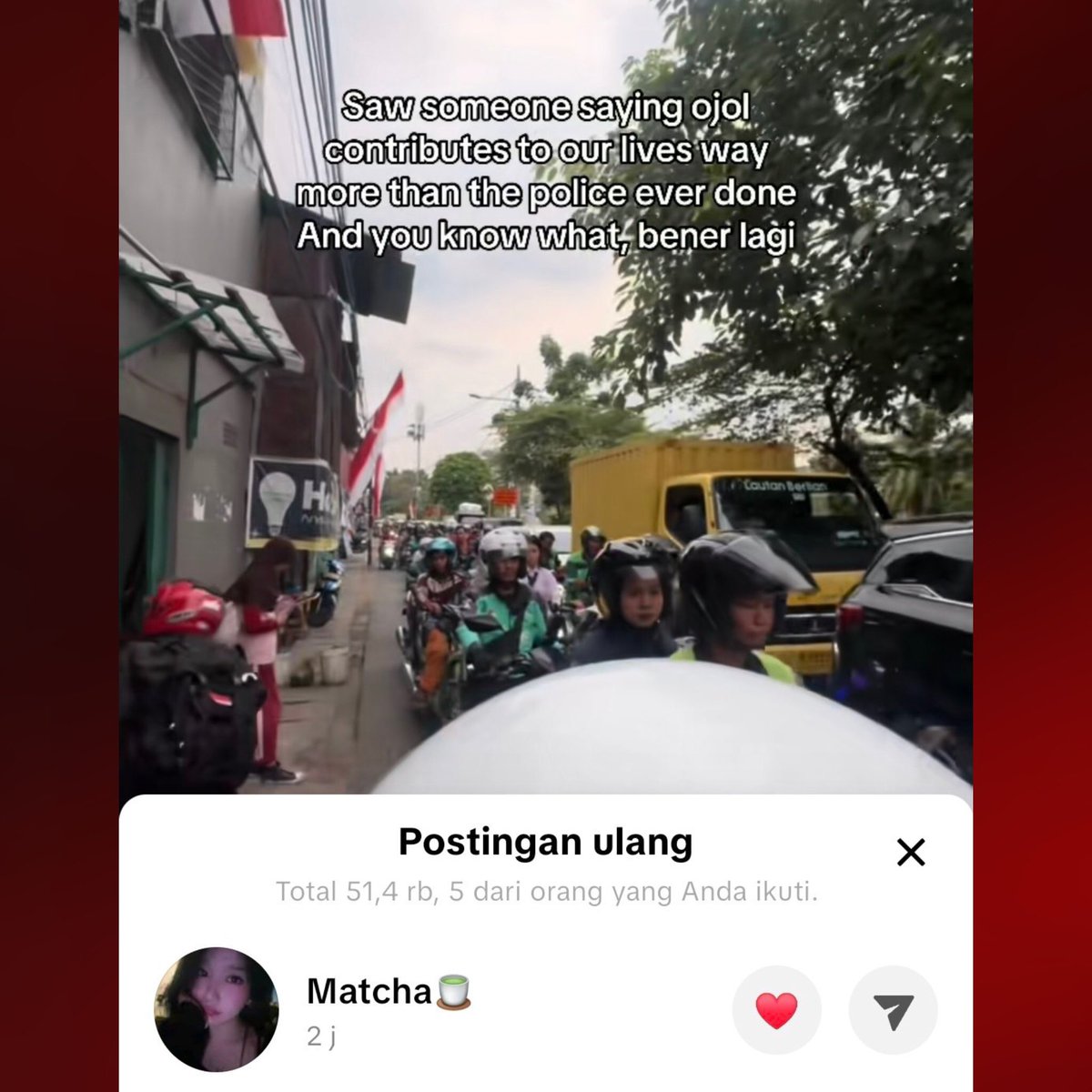Marsha JKT48 has apparently reposting a post related to a current ongoing issue.