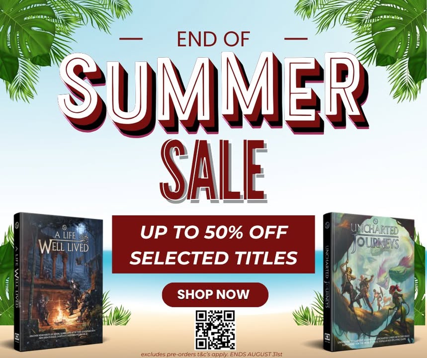 cubicle7's tweet photo. ☀️ Summer’s almost over… and so is our Summer Sale!🔥
Tomorrow’s your last day to save up to 50% OFF on the games you love.
🛒 Explore the sale now: https://t.co/v3ZZSJabxo
Excludes pre-orders. T&Cs apply.
#Warhammer #RPGSale #Cubicle7 #ttrpg https://t.co/Re4BmAmpea