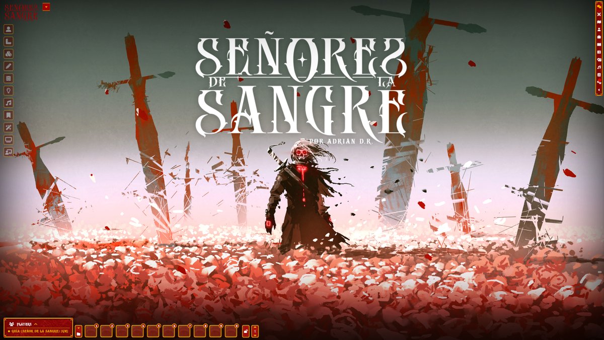 ¡Buenos días hijos/as de la Orden Carmesí!

WIP de la UI para #SeñoresdelaSangreROL para <a href="/FoundryVTT/">Foundry Virtual Tabletop</a>😎

He montado un pequeño guía visual con algunos elementos para que podáis ver todo el trabajo

🩸Imagen I: Módulo sin escenas - Sidebar collapsed

🧵1|8 #ttrgp #rol #Juegosderol
