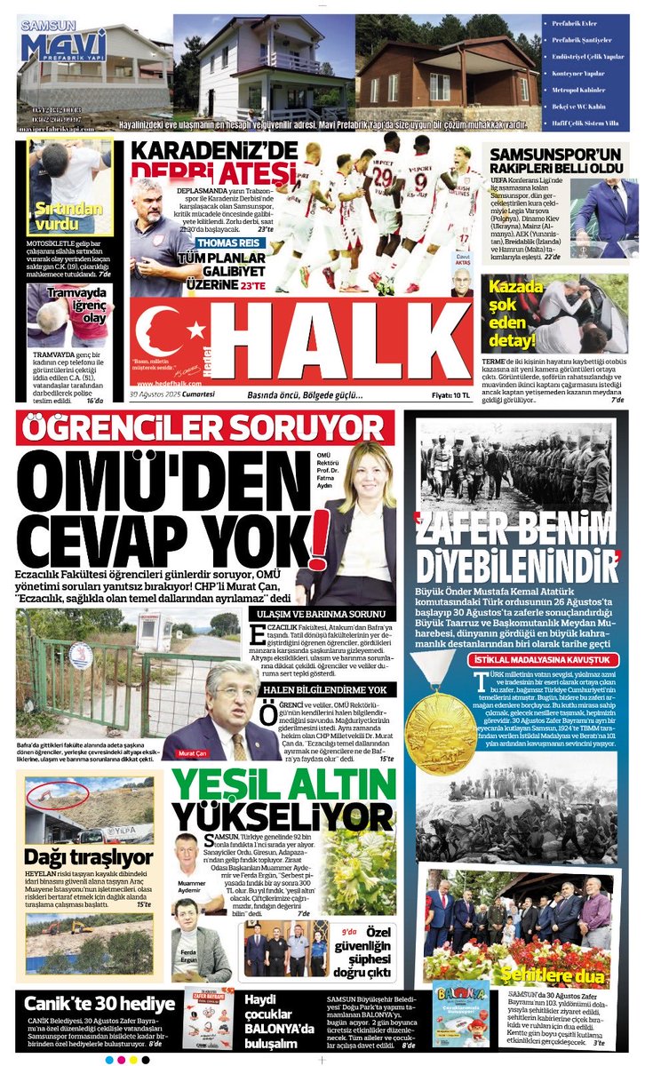 Bugün ⁦<a href="/HedefHALK/">Samsun Halk Gazetesi</a>⁩
