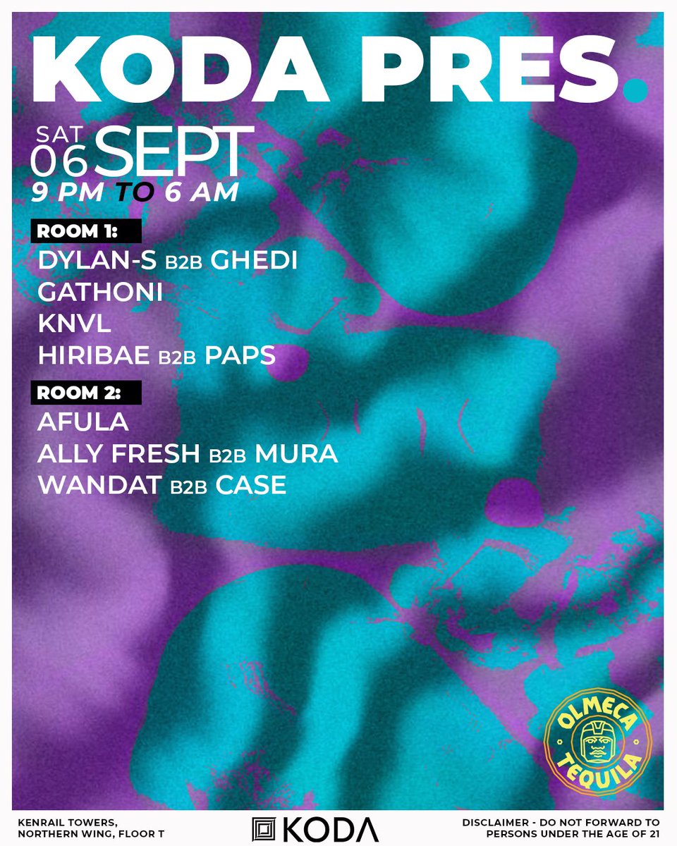 Tickets to night 1 - KODA Pres. <a href="/dylan_s_music/">Dylan-S</a> b2b Ghedi, <a href="/GathoniWainaina/">Gathoni 🌻</a>, <a href="/KNVL111/">KNVL.</a>, <a href="/HIRIBAE_/">HIRIBAE</a> b2b <a href="/djpapdukes01/">djayPAPS</a>, <a href="/_afula_/">AFULA</a>, <a href="/djallyfresh_/">DJ Ally Fresh</a> b2b <a href="/muraTHEdj/">Dj Mura K.E</a> and <a href="/Wandvt/">WANDAT</a> b2b Case on Sat, 6th Sept are on sale now! ALL SATURDAY passes are also available now via kodanairobi.com/tickets