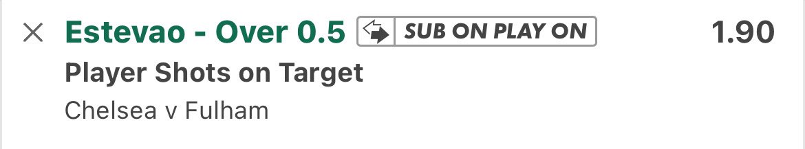 Premier League

Chelsea Vs Fulham ⚽️

📊 Estevao O0.5 SOT
Odds: 1.90
