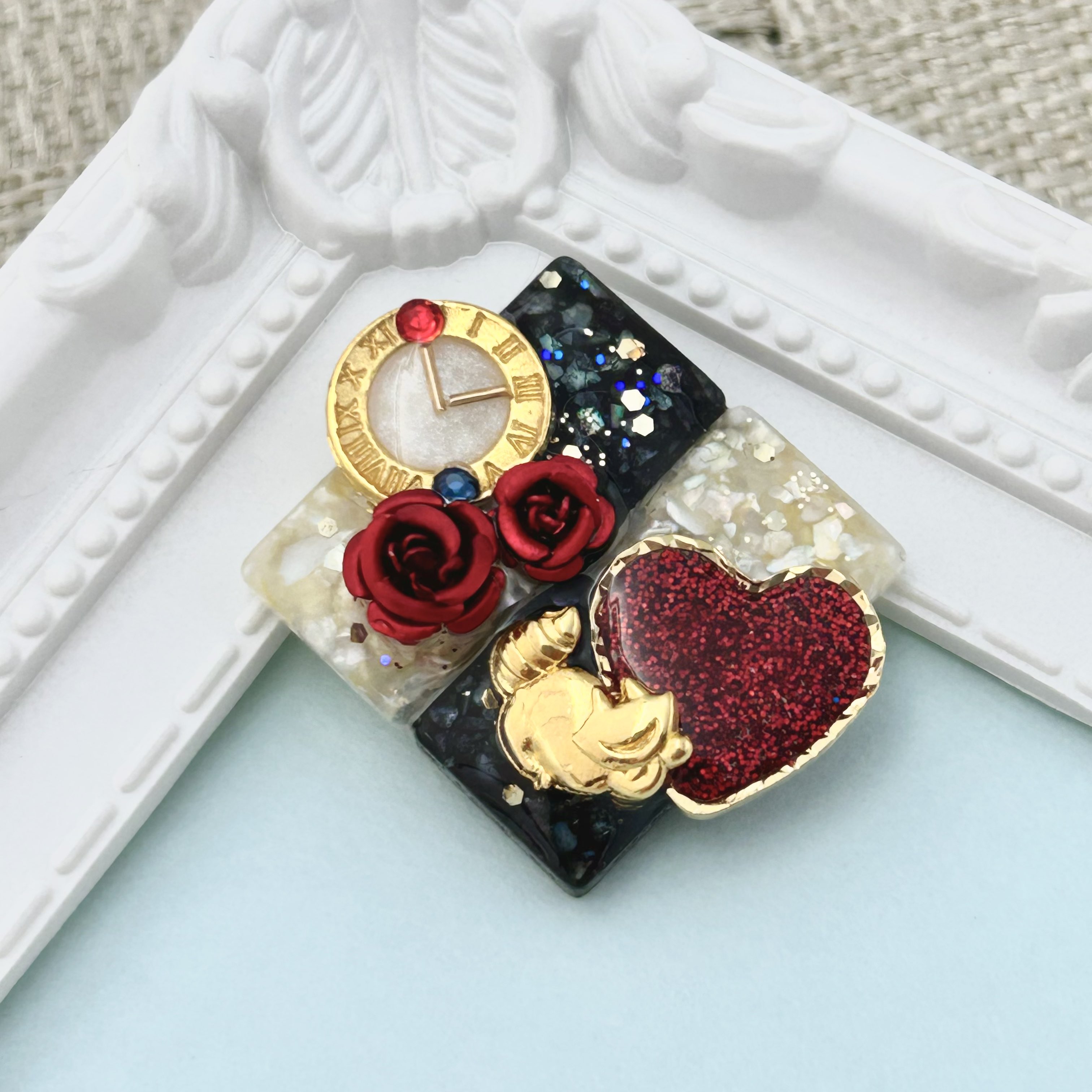 レジン 猫 ヘアゴム ブローチ ポニーフック No.161 レジンヘアゴム