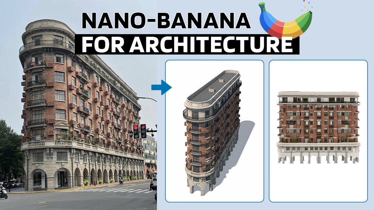 Google’s Nano Banana AI is insane! You can use my prompt from this video to generate 3D architecture models from a street photo — even a Google Street View screenshot. 
youtu.be/Ur1TamXxJqw?si…
#nanobanana #ai #NanobananaAI
