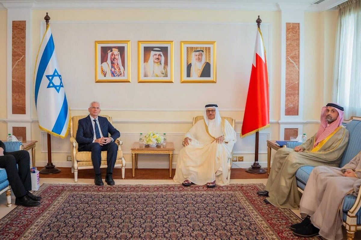 tajimustafa's tweet photo. Bahrain Deepens Betrayal: Receives Zionist Ambassador While Ummah Bleeds

⭕ Bahrain’s Foreign Minister Abdullatif bin Rashid al-Zayani has officially received the credentials of the zionist entity’s new ambassador, Shmuel Revel, marking the continuation of treacherous diplomatic ties, according to Bahraini state media.

⭕ The return of the zionist ambassador and his formal acceptance by Bahraini leadership highlights the persistence of love affairs (normalization) efforts that began in 2020.

✍🏻 These actions once again expose the reality of the Arab rulers - bending backwards to prove themselves as traitors to the Ummah, open enemies of Islam, and those who have declared war on Allah and His Messenger (saw). 

✍🏻 By shaking hands with the Zionist entity and collaborating in its genocidal schemes, they confirm their role as agents serving the colonial agendas, betraying Al-Aqsa and the blood of the martyrs in Gaza.

-from @stand4Palestine