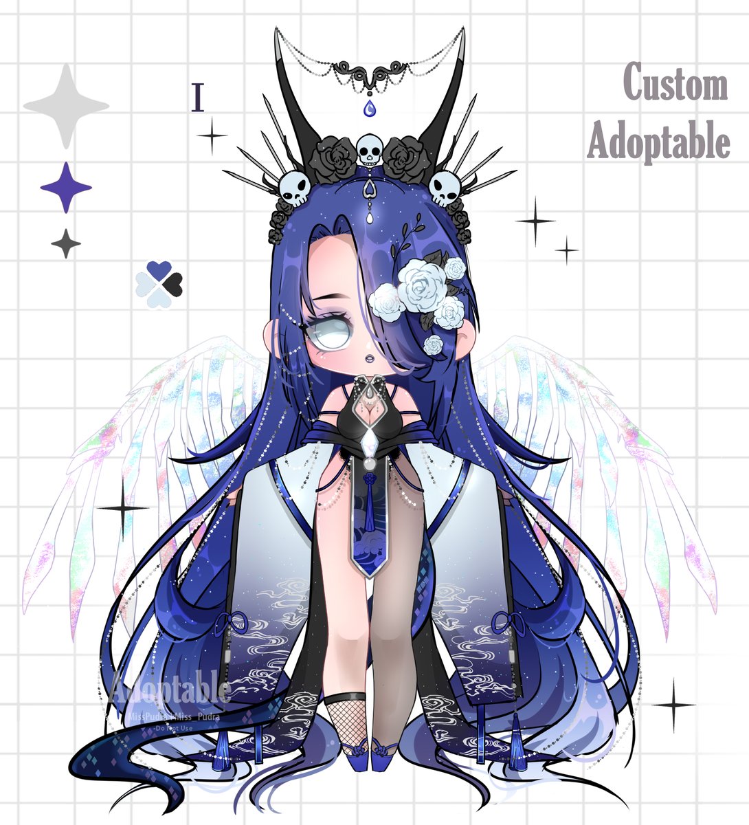 Miss_Pudra's tweet image. Custom commission for @HanaMaeVtuber  🤍💙🖤
Thank you for your interest in my commission //

#adoptable #customadoptable