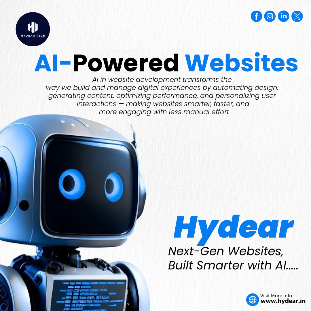 hydear_official's tweet image. 🚀 Websites just got smarter!
With Hydear’s AI-powered websites, you get faster, smarter &amp;amp; more engaging digital experiences 🤖✨
👉 hydear.in 🌐
#AI #Hydear #AIPoweredWebsites #TechInnovation #DigitalTransformation #NextGenWeb