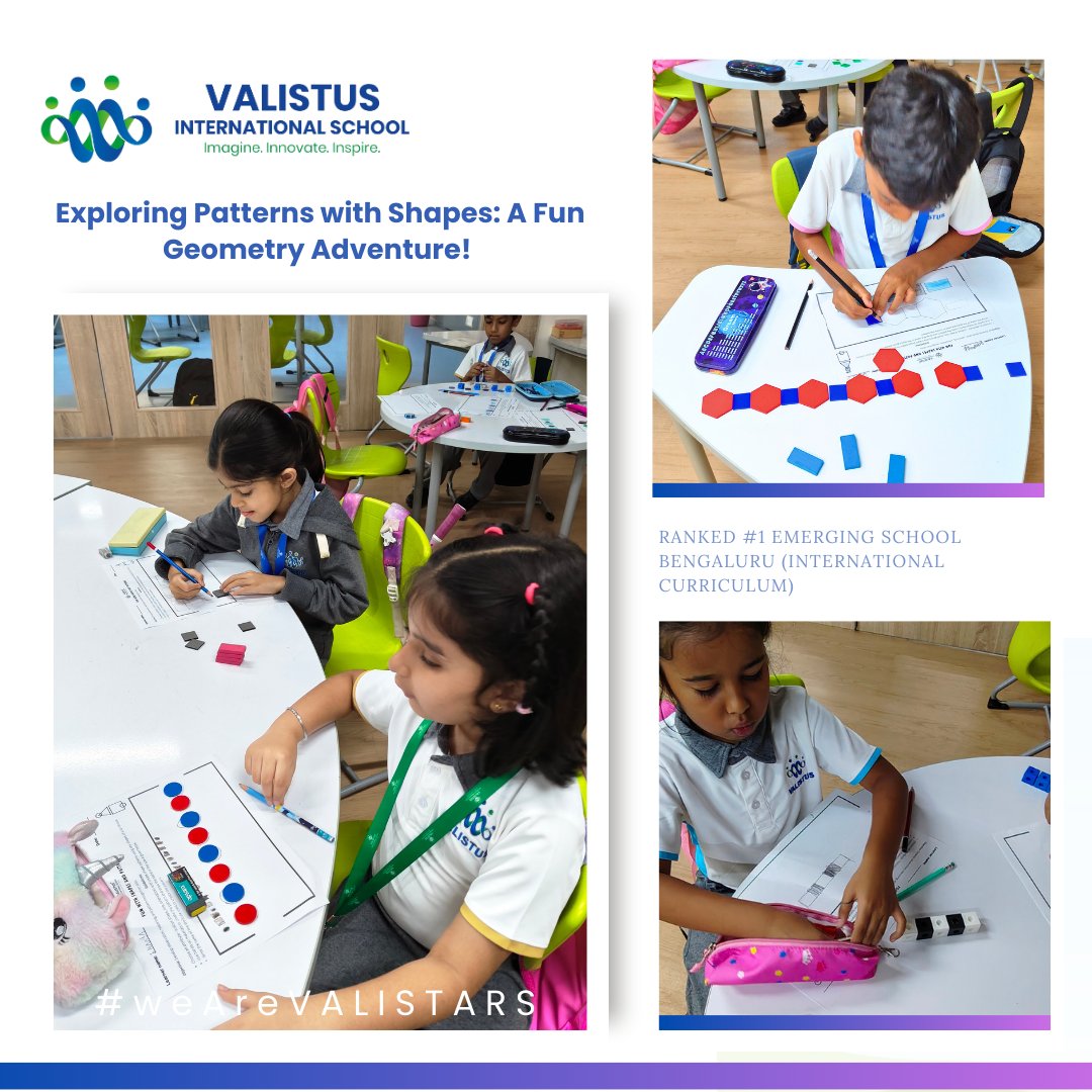 valistusschool's tweet image. Year 1 Group learners explored the magic of patterns using colourful shapes! Through play, they built creative designs, strengthened Math &amp;amp; Science skills, and discovered the joy of learning.  A fun-filled journey of curiosity and creativity! 
#GeometryInAction #CuriousMinds