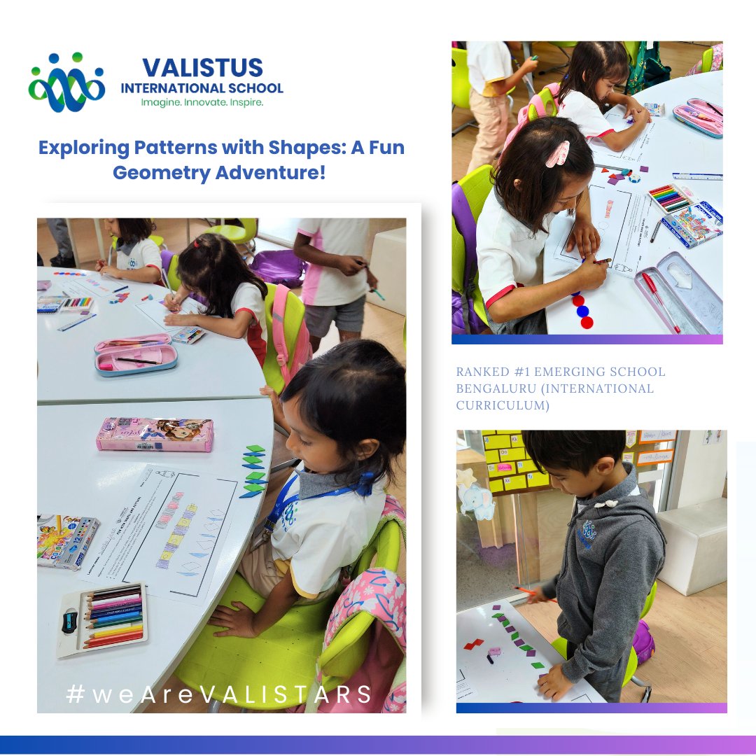 valistusschool's tweet image. Year 1 Group learners explored the magic of patterns using colourful shapes! Through play, they built creative designs, strengthened Math &amp;amp; Science skills, and discovered the joy of learning.  A fun-filled journey of curiosity and creativity! 
#GeometryInAction #CuriousMinds
