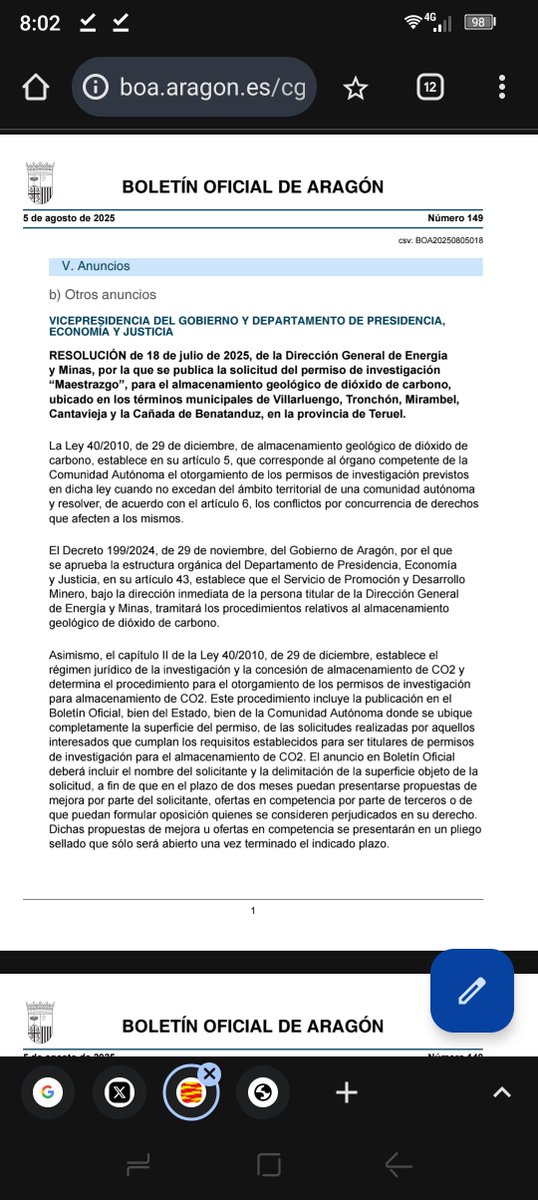 Me he estado informando, y lo que se ha publicado es la solicitud del permiso de investigación, NO la concesión del permiso de investigación.

El plan técnico me imagino que se publicará una vez concedido el permiso.
Y NO hace falta evaluación de impacto ambiental.