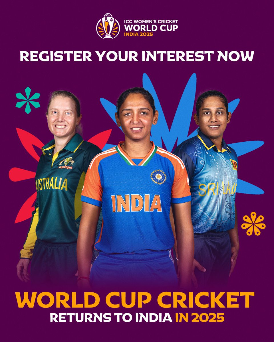 Be there when history is written and legacies are forged at #CWC25, starting 30 September 🤩
 
Register your interest for the tickets ➡️ bit.ly/4fYik8t