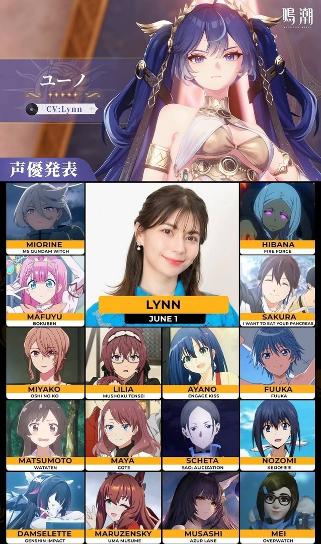 Babu! Cw // crossover Wuwa , seiyuu

Mbak Lynn, ngisi suara chara penting di 2 gim berbeda, dan kedua charanya sama² berhubungan sama Bulan (Columbina &amp; Iuno) wkwkwk