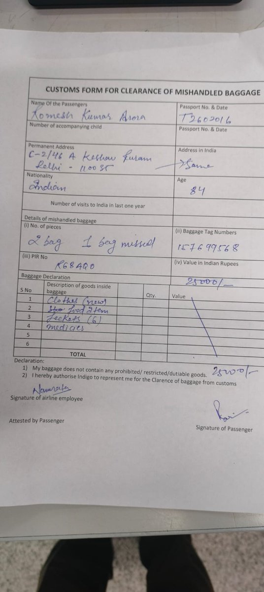babagaurish's tweet photo. @qatarairways @JM_Scindia @MoCA_GoI  Urgent! Baggage #157699568M containing life-saving medicines for an elderly couple, It was there at JFK Airport, but not found in Delhi. PIR No: R68AQO, Passport No: T2602016. Please help us locate it urgently! https://t.co/Y8jXjDNnQM