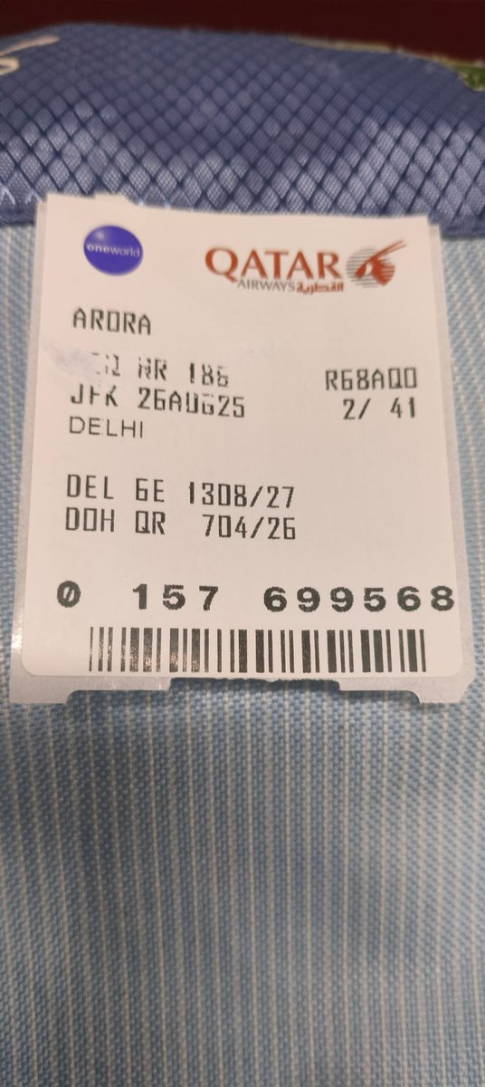 babagaurish's tweet photo. @qatarairways @JM_Scindia @MoCA_GoI  Urgent! Baggage #157699568M containing life-saving medicines for an elderly couple, It was there at JFK Airport, but not found in Delhi. PIR No: R68AQO, Passport No: T2602016. Please help us locate it urgently! https://t.co/Y8jXjDNnQM