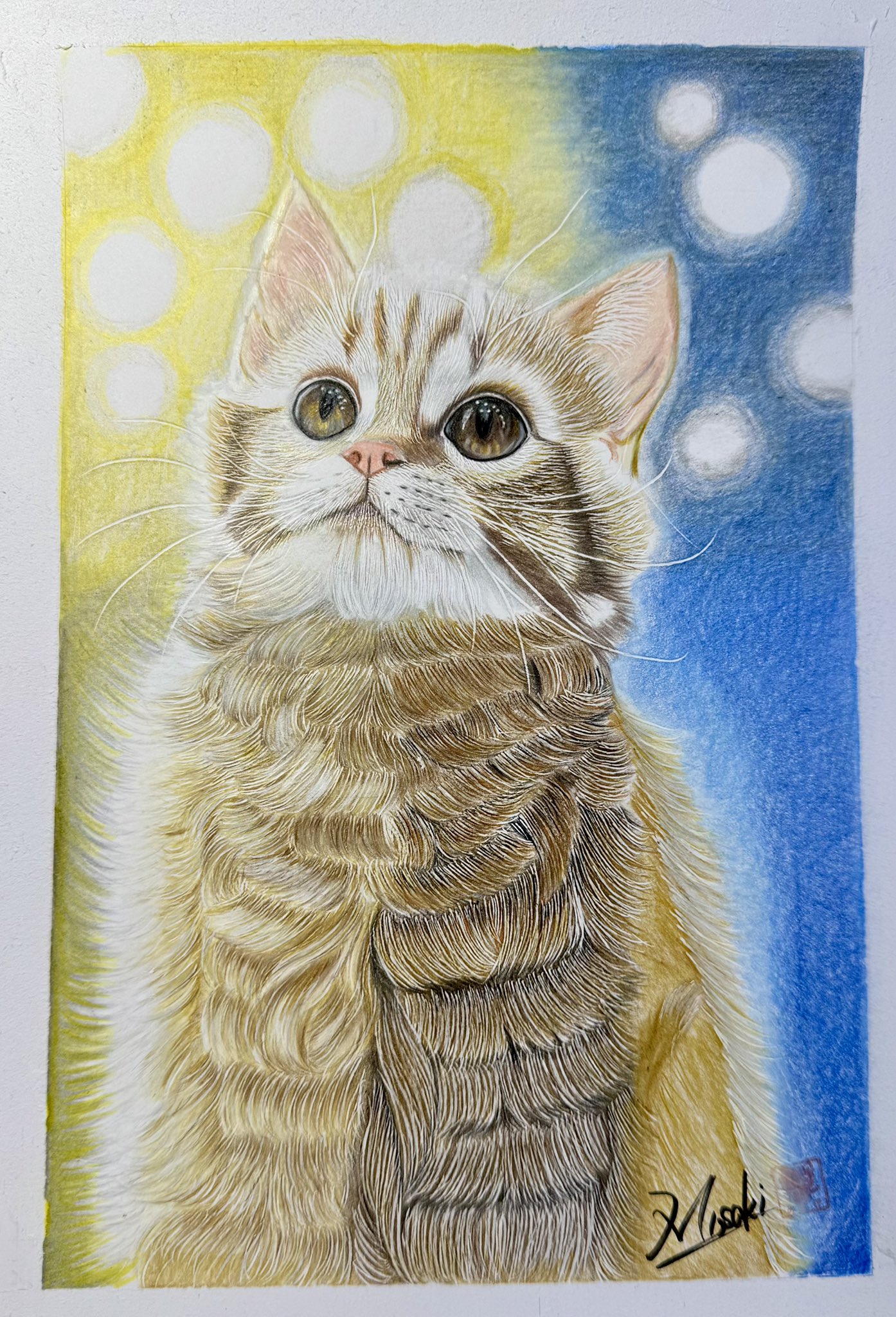 【原画】『森を出る太古の戦士』（猫の絵　猫グッズ　苔　パステル画） 原画】『森を出る太古の戦士』（猫の絵 猫グッズ 苔 パステル画）