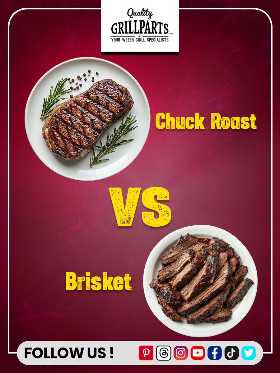 GrillQuality's tweet image. Chuck roast or brisket? Compare flavor, fat, and cost to pick the best cut for pulled beef.

Click to shop now:
qualitygrillparts.com/offers/

Click to know more:
qualitygrillparts.com/chuck-roast-vs…

#ChuckRoast #Brisket #PulledBeef #BBQRecipes #GrillingTips #BeefCuts #BBQLife #qualitygrillparts
