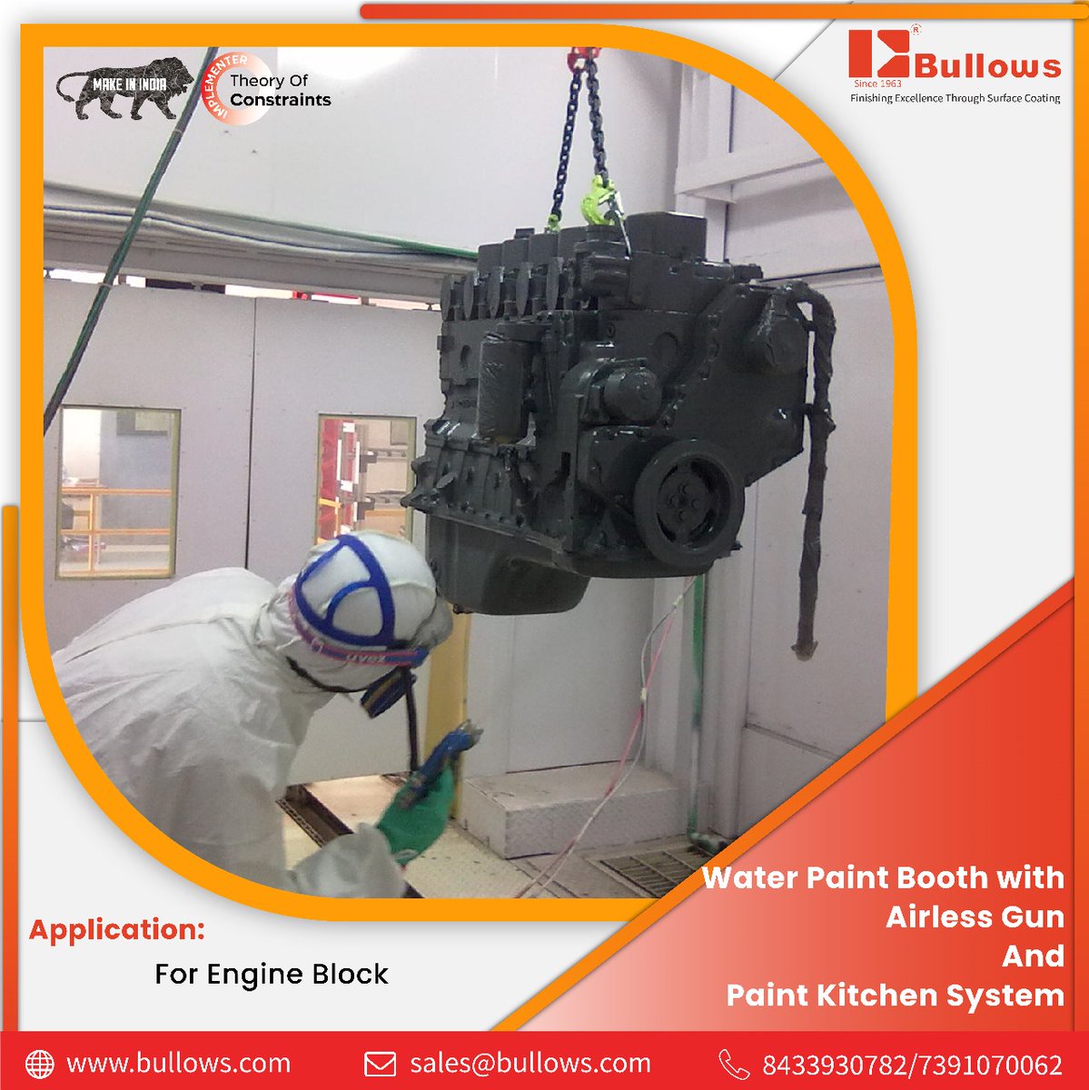 paintingsystem's tweet image. ⚙️ Precision Painting for Heavy-Duty Components ⚙️

Our Water Paint Booth with Airless Gun &amp;amp; Paint Kitchen System is designed to deliver:

A trusted solution for automotive &amp;amp; industrial manufacturing.

#Bullows #SurfaceCoating #EngineBlock #AirlessSpray #PaintBoothSolutions