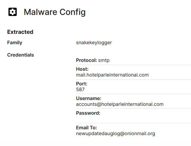 JAMESWT_WT's tweet image. From #compromised #email @HotelParleInt 
#snakekeylogger👇
Protocol: smtp
Host: 
⚠️mail.hotelparleinternational.]com
Username: 
⚠️accounts@hotelparleinternational.]com
Email To: 
⚠️newupdatedauglog@onionmail.]org

👇Collection Samples Tagged and Updated👇
bazaar.abuse.ch/browse/tag/hot…