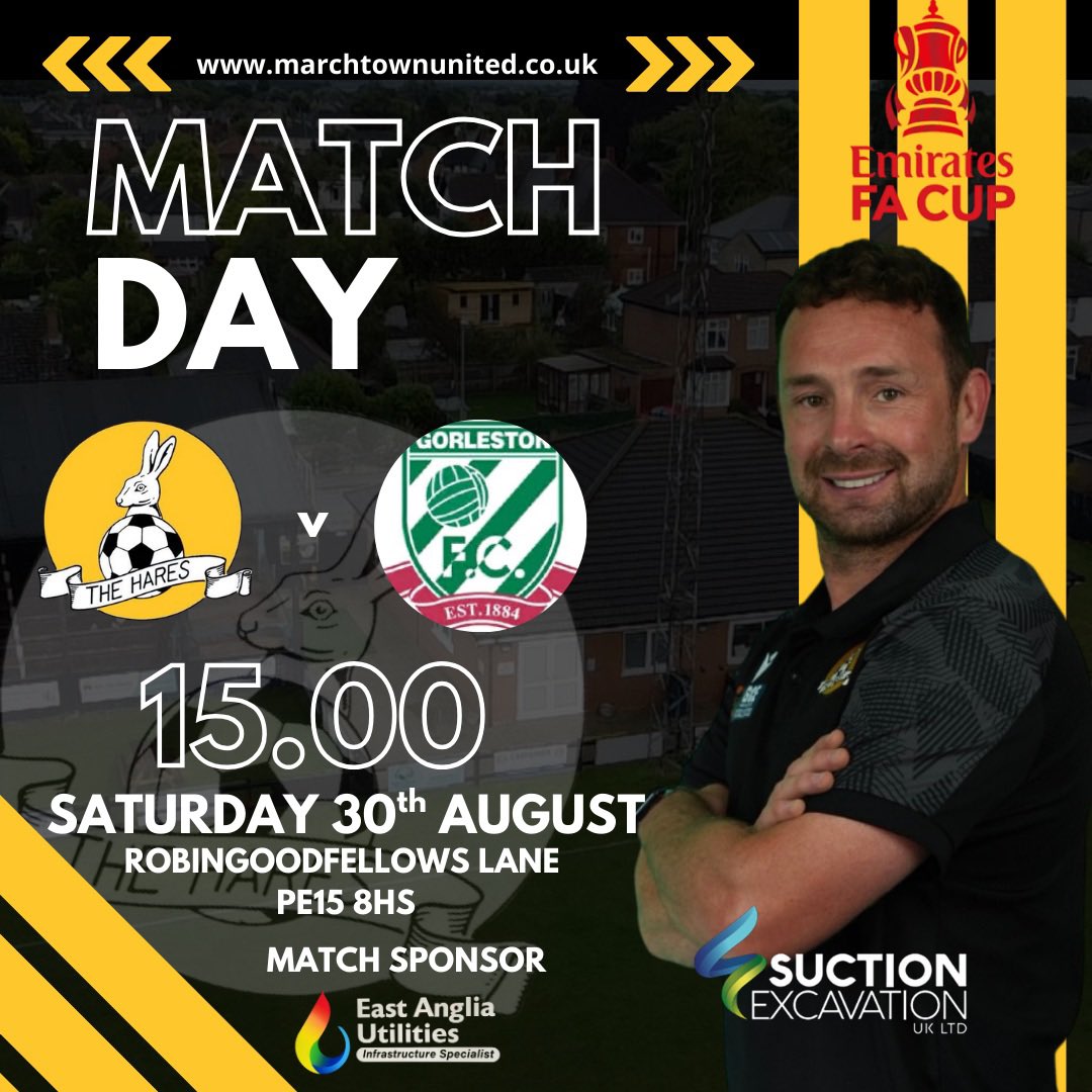 ⚽️🔶🔶⚽️ MATCH DAY 10 ⚽️🔶🔶⚽️
This afternoon we welcome <a href="/gorlestonfc/">Gorleston Football Club</a> to RGF Lane in the 1st Qualifying Round of the <a href="/EmiratesFACup/">Emirates FA Cup</a> 

🏆 <a href="/EmiratesFACup/">Emirates FA Cup</a> 
🆚  <a href="/gorlestonfc/">Gorleston Football Club</a> 
🗓 30th August 
⏰ 15.00
🏟 RGF Lane
💷 Adults £8 cons £5
🔴 SEASON TICKETS NOT VALID 🔴
