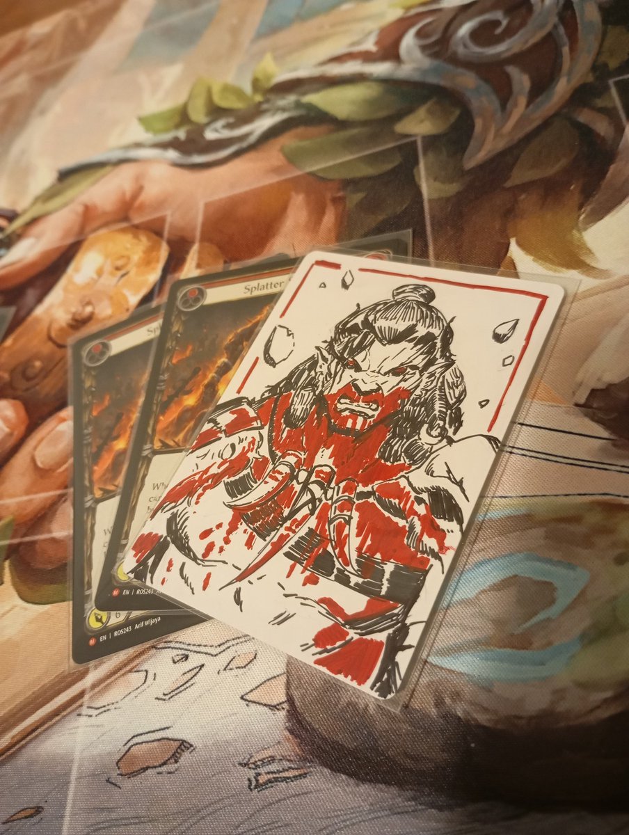 FaBEdChan's tweet image. Got these bad boys from the one and only @arifwijaya_art in person at Flesh and Blood TCG in Singapore. #fabtcg #rhinar #brute