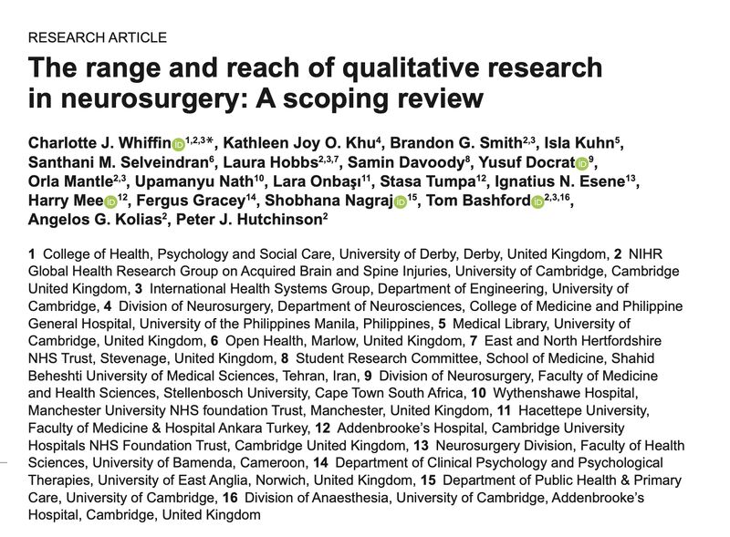 #Qualitative_Research in #Neurosurgery 💥 Trauma the most 'qualitatively researched' sub-specialty (43.2%) 📷Evidence base growing, though only 8.4% gets into neurosurgery-specific journals .
Link: journals.plos.org/plosone/articl…