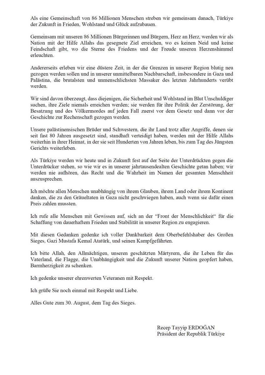 Botschaft des Präsidenten zum Jahrestag des Großen Sieges