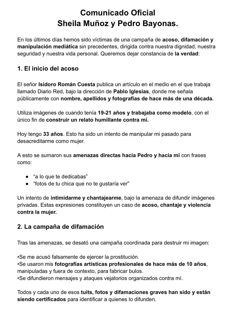 infiruli's tweet photo. Isidoro Román Cuesta me señaló públicamente y amenazó con difundir fotos “que mi novio no querría ver”.

La verdad y el comunicado oficial de @senglarrr_ y una servidora. https://t.co/HkbxB7hyh7
