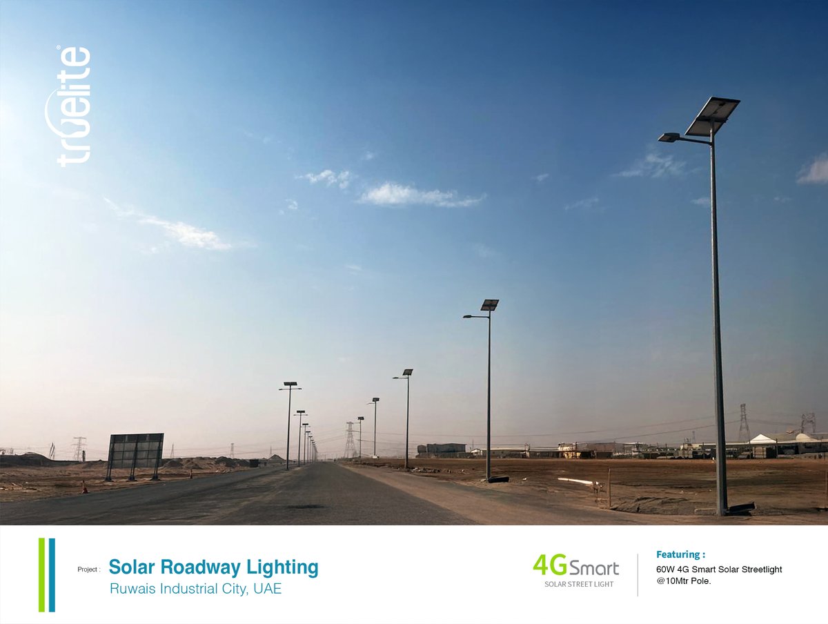 Truelitenergy's tweet image. ✨ Recent Project Highlight ✨
Proud to share our latest installation .
Solar Roadway Lighting featuring 60W 4G Smart Solar Streetlights mounted on 10M poles.
Sustainable. Smart. Reliable. 🌍💡
#TrueliteEnergy #SolarLighting #SmartStreetlight #SustainableFuture #UAEProjects