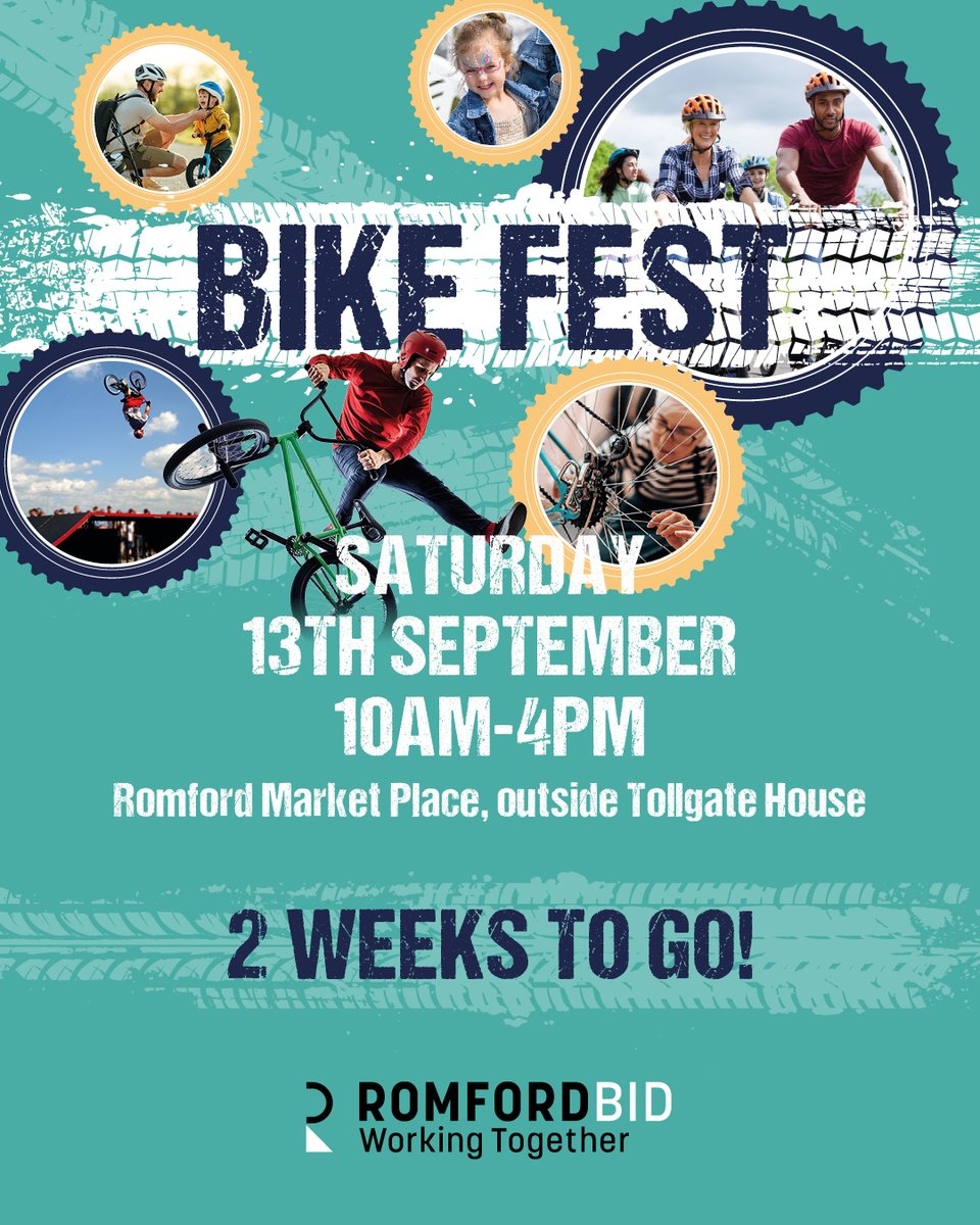🚴‍♂️ TWO WEEKS TO GO! 🚴‍♀️

🗓️ Saturday 13th September
🕙 10AM – 4PM
📍 Romford Market Place, outside Tollgate House

Expect thrilling bike displays, fun family activities, and loads of FREE entertainment. It’s the perfect day out for all ages – don’t miss it! 🙌