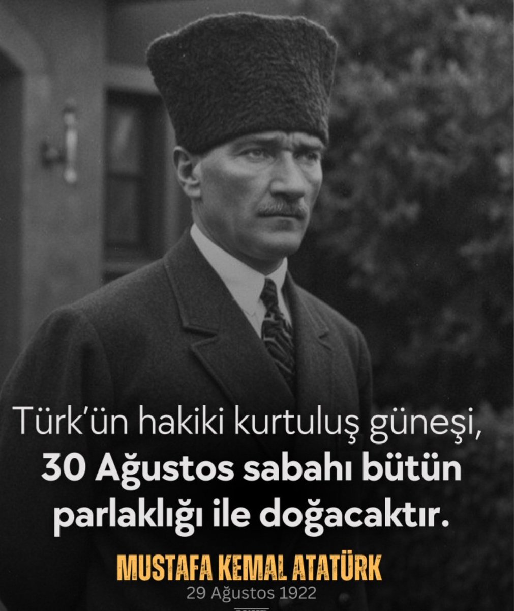 Zafer, zafer benimdir diyebilenindir. Başarı ise başaracağım diye başlayarak sonunda başardım diyenindir."
Mustafa Kemal Atatürk #Atatürk #30AgustosZaferBayramı #günaydın #cumartesi #keremaktürkoğlu #Fenerbahçe #ZaferBayramı