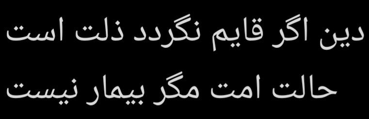 دین بی دلت نمی‌گردد تمام
دولت احمد مگر معیار نیست

دین اگر قایم نگردد ذلت است
حالت امت مگر بیمار نیست

ای مسلمان ای زمام‌دار جهان
جز تو این مخروبه را معمار نیست

گر خدا خواهی ز مرز آزاد شو
هم‌رکاب لشکر اظهار شو