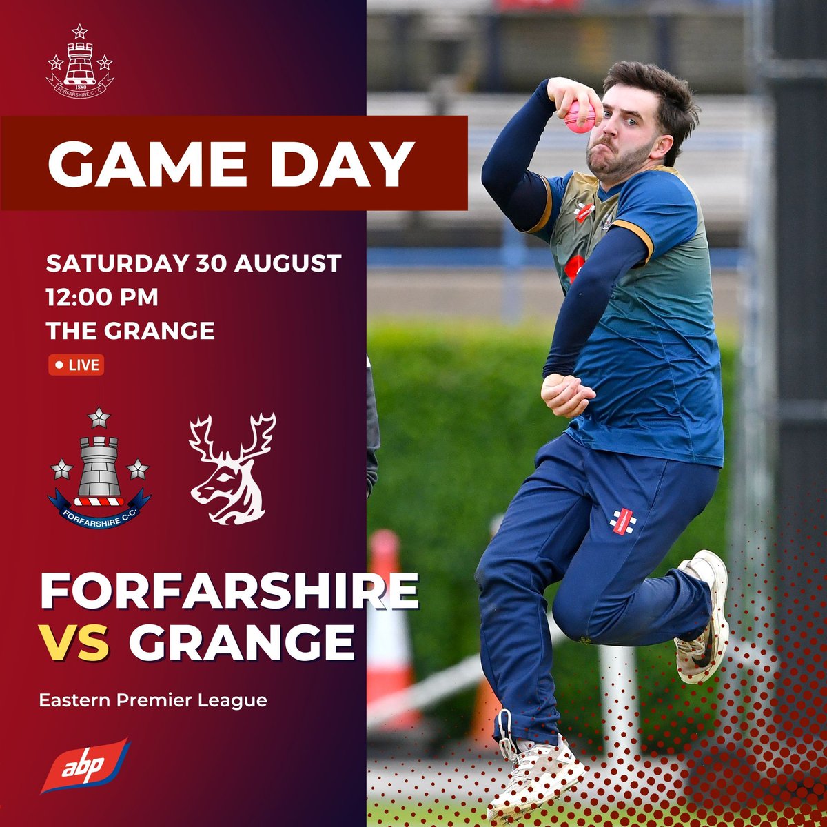 GAME DAY!

🏏 Forfarshire v Grange
🏆 Eastern Premier League
📍 The Grange
🕛 12:00pm
🎥 youtu.be/124_NASHLx8
