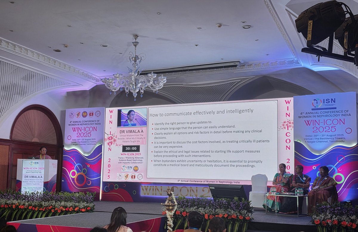 Dr Vimala presenting the Dr. Muthu Jayaraman oration on "Clinical wisdom from the bedside" &amp; what she has learned from her critically ill patients during her distinguished career. 
Her words:"just Information is not knowledge. For knowledge, you need Experience!"
#WINICON2025