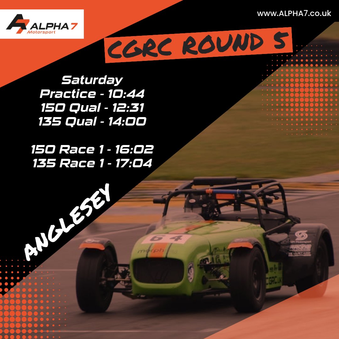 Alpha7Norfolk's tweet image. It’s going to be a busy day at Anglesey 🏁
Here’s how today is shaping up:

🕙 Practice – 10:44
🕛 150 Qualifying – 12:31
🕑 135 Qualifying – 14:00
🕓 150 Race 1 – 16:02
🕔 135 Race 1 – 17:04

#Alpha7 #CGRC #AngleseyCircuit #RaceDaySchedule #CaterhamRacing #MotorsportWeekend
