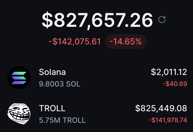 Who has 0$ in their wallet?

Sending $5000 $TROLL

Drop $SOL wallet, i'm changing that 👇🏼