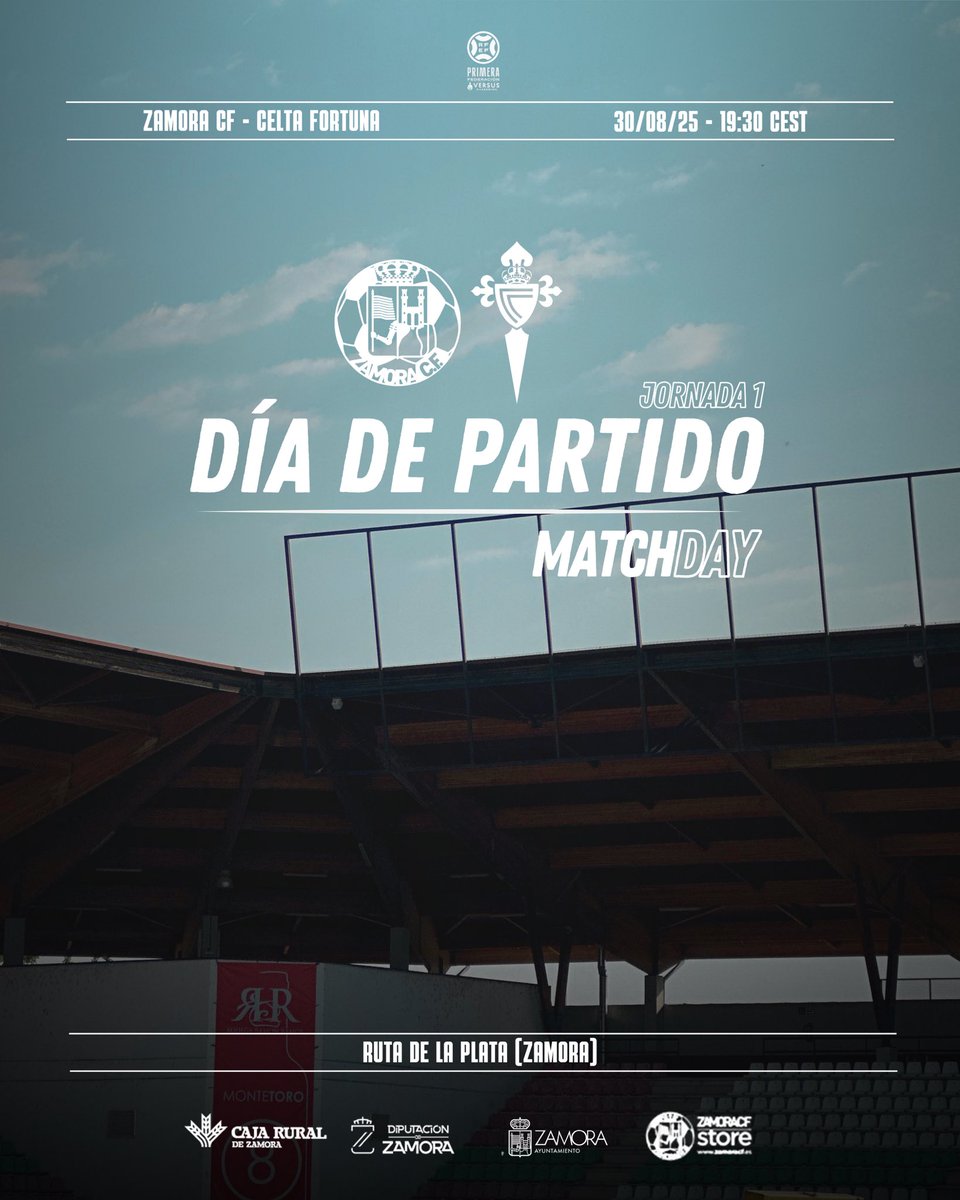 JORNADA 1⚽️|

¡Comienza la liga!¡Matchday!😍

🏆1ªRFEF
🆚 <a href="/CanteiraCeleste/">Canteira Celeste</a> 
🏟️ Ruta de la Plata
📆 Sábado 30 de agosto 
🕑 19:30 h
📺 <a href="/LaLigaPlus/">LALIGA+</a> <a href="/FootballClub/">FootballClub</a> 
🎙 <a href="/COPEZamora/">COPE Zamora</a> 1.269 O.M / Cope+Zamora
💻 Minuto a minuto - <a href="/opiniondezamora/">LA OPINIÓN DE ZAMORA</a> 
🎤 <a href="/LaResena_/">La Reseña (7️⃣)</a> 

#VamosMiZamora