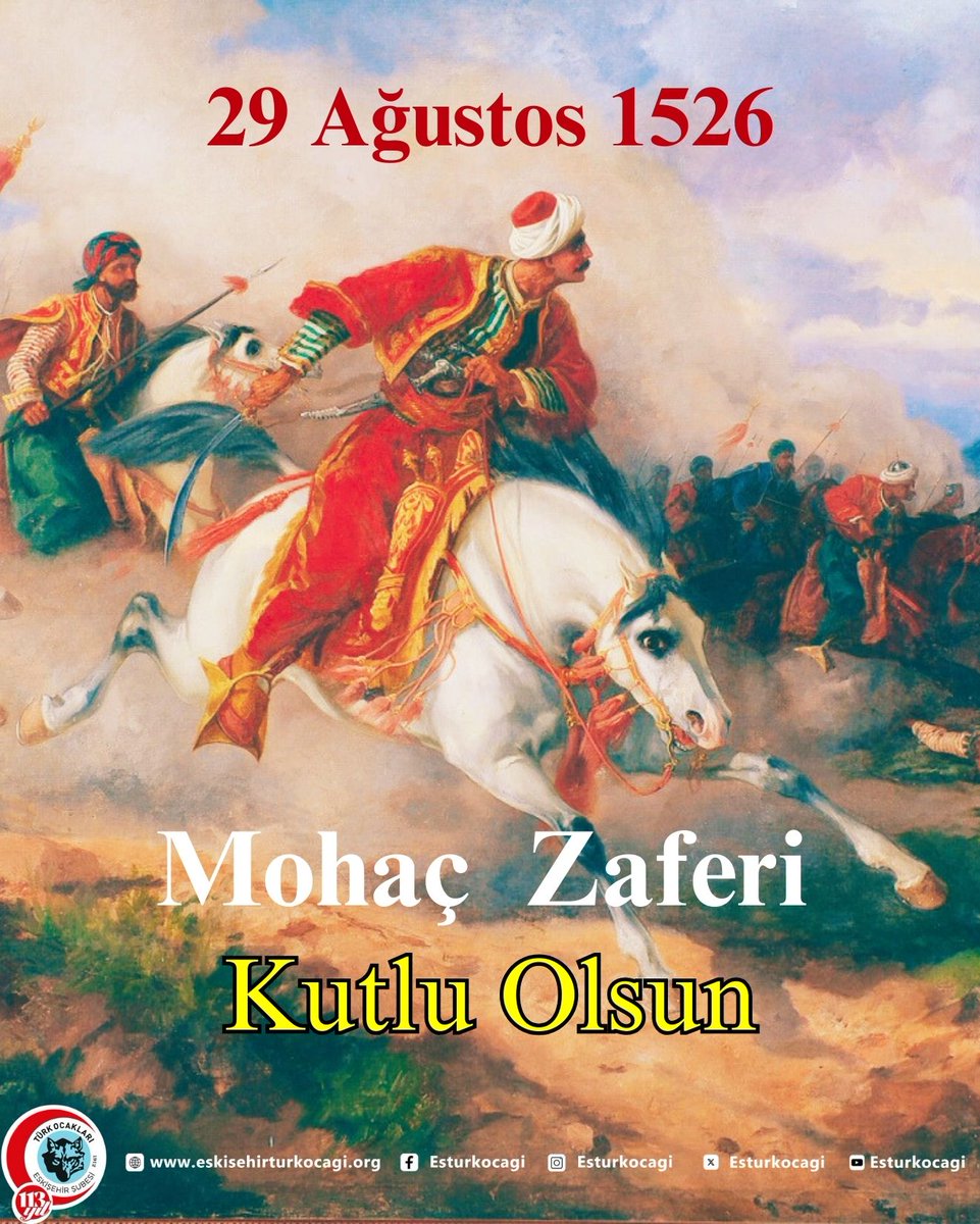 “Uçtuk Mohaç ufkunda görünmek hevesiyle,
Canlandı o meşhûr ova at kişnemesiyle!”
Sadece “Zaferler Ayı” Ağustos’un değil muhtemelen dünyanın en kısa zamanda alınan büyük zaferi. eskisehirturkocagi.org/anma-gunleri/2…