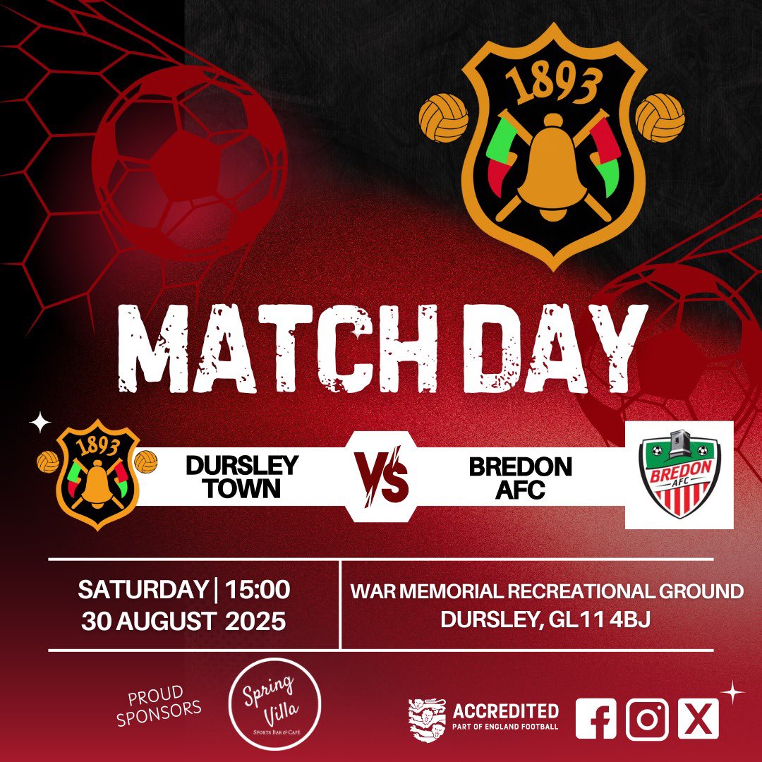 Dursley Town AFC 🖤❤️ (@dursleytownafc) on Twitter photo 🔴⚫️
Match Day 🔴⚫️
First team 🆚 <a href="/BredonAFC/">BredonAFC</a>
🏟️ Dursley Rec
⏰ 3pm KO
Second team 🆚 <a href="/TetburyTownfc/">Tetbury Town FC</a>
🏟️ Preston Park
⏰ 2:30pm KO
Third team 🆚 <a href="/BrockAlbion/">Brockworth Albion FC</a>
🏟️ Dursley Rec
⏰ 2:30pm KO 🔴⚫️
Match Day 🔴⚫️
First team 🆚 <a href="/BredonAFC/">BredonAFC</a>
🏟️ Dursley Rec
⏰ 3pm KO
Second team 🆚 <a href="/TetburyTownfc/">Tetbury Town FC</a>
🏟️ Preston Park
⏰ 2:30pm KO
Third team 🆚 <a href="/BrockAlbion/">Brockworth Albion FC</a>
🏟️ Dursley Rec
⏰ 2:30pm KO
