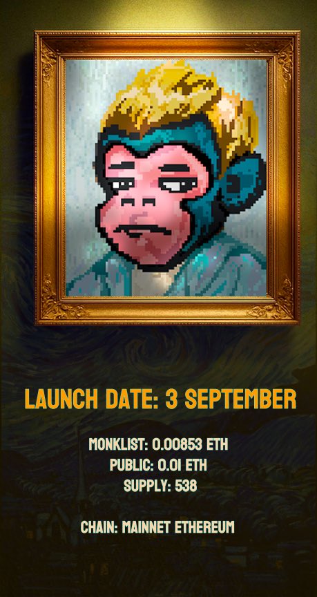 Looking forward to MonkGogh 
Art looks solid ngl 

Giving away 3x WL 

✅ Follow @monkgogh
✅ Like + RT
✅ Drop Your Wallet Address 

⏳ 24 hours only