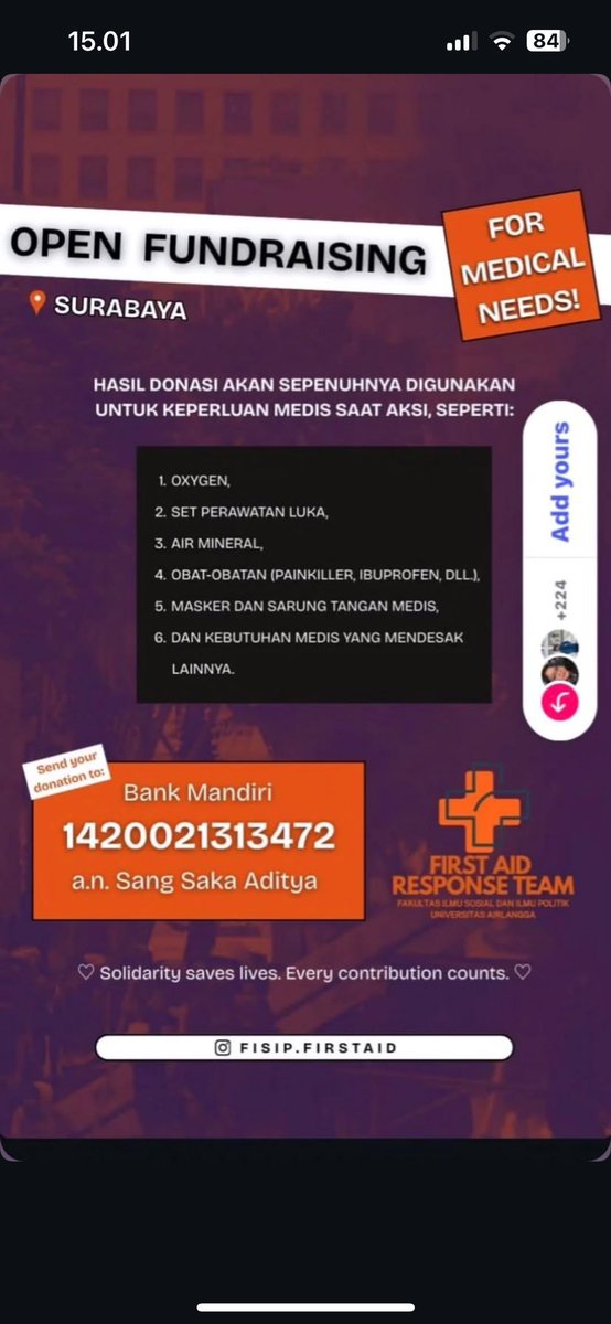 membaca_melawan's tweet image. KONTAK TIM MEDIS DAN DONASI AKSI SURABAYA!!