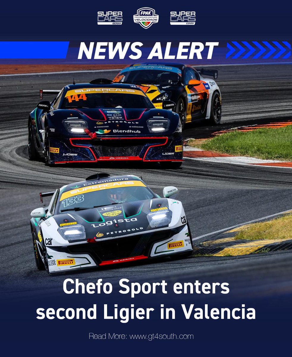SouthGt4's tweet photo. 🆕 CHEFO SPORT ADDS SECOND LIGIER FOR VALENCIA

Chefo Sport will expand its Iberian Supercars entry at Valencia by running a second Ligier JS2 R. 

Spanish driver Pere Marques has been confirmed with his team-mate to be announced shortly.

👉🏼🔗: https://t.co/OemsuMUWKc https://t.co/FN61rV0fPo