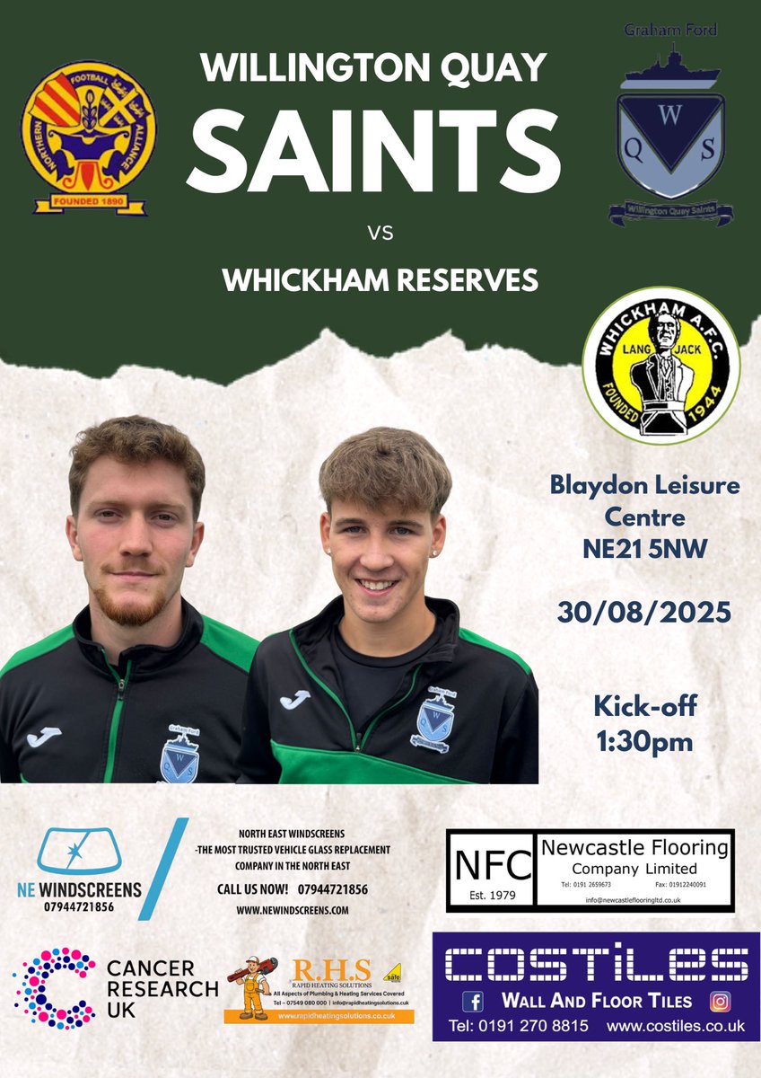 MATCHDAY ⚽️

Cup action today as we travel to Blaydon Leisure Centre to take on Whickham Reserves! 😇