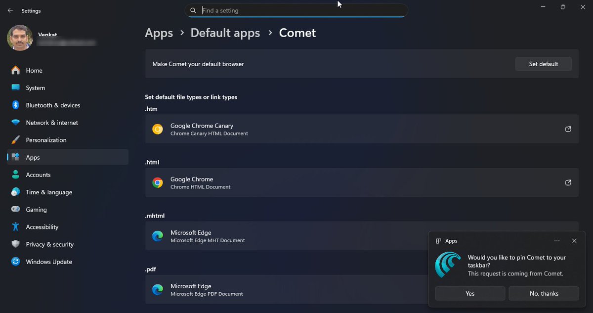 techvenkat's tweet image. Well, it seems Comet ahead before Chrome in this. @perplexity_ai @PerplexityComet  #defaultbrowser