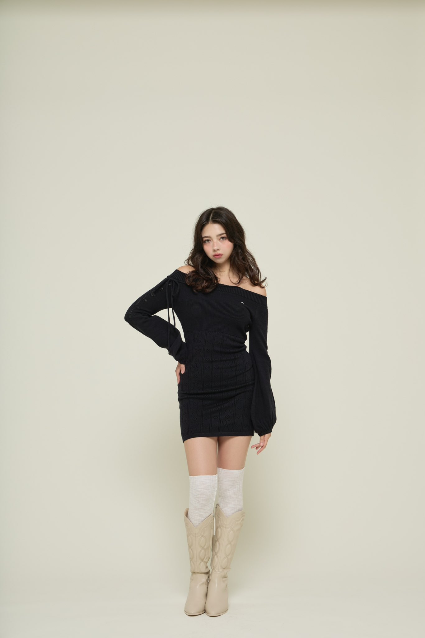 ワンピース andmary Ribbon crochet knit dress pink Pink