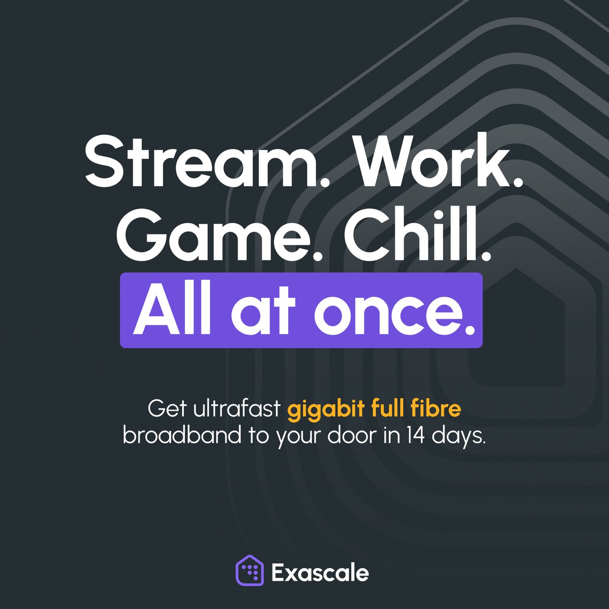 ⚡ Stream. Work. Chill. Game.
Do it all at once with our national ultrafast gigabit full fibre network. 🚀

No buffering. No lag. Just seamless speed, however you live online.