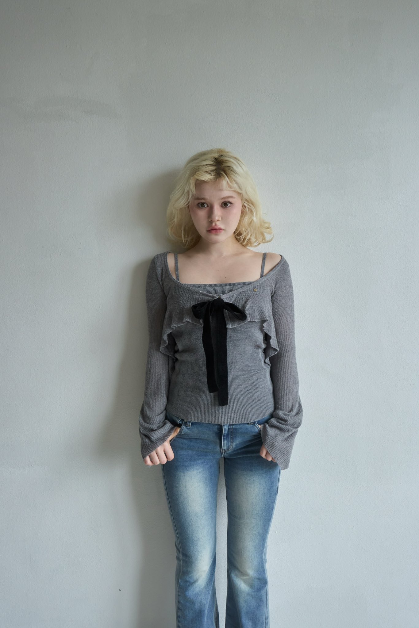 トップス Andmary Emma knit flare cardigan set ANDMARY】Emma knit flare cardigan set