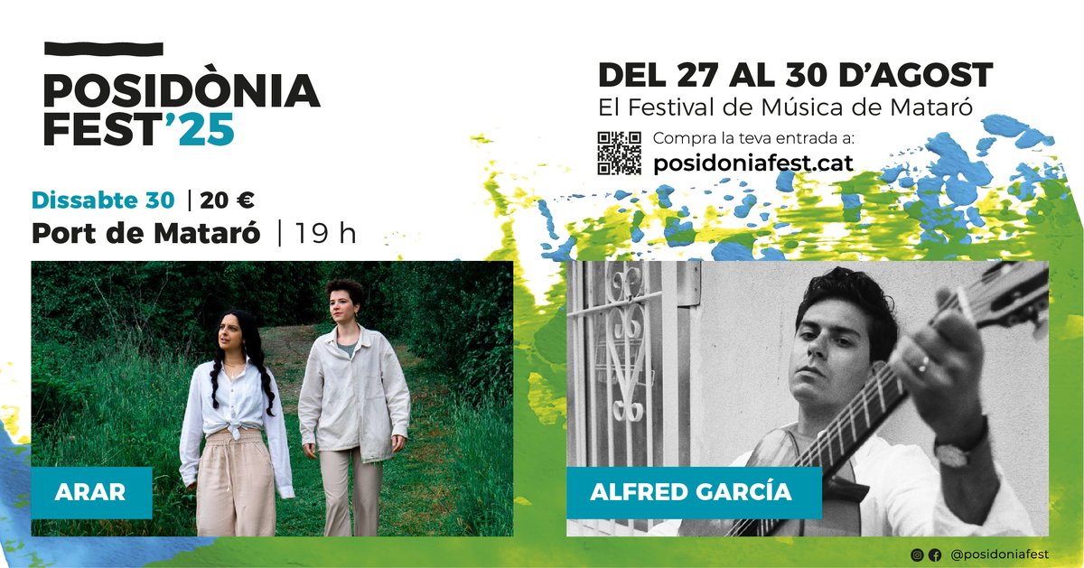 🎤Avui darrera cita del Posidònia Fest amb el concert d'<a href="/alfredgarcia/">alfredgarcia</a> que presentarà el seu darrer disc al Port de  Mataró. Abans tocarà el duet Arar i un grup del Maresme
👉 ow.ly/l1lI50WNYWF