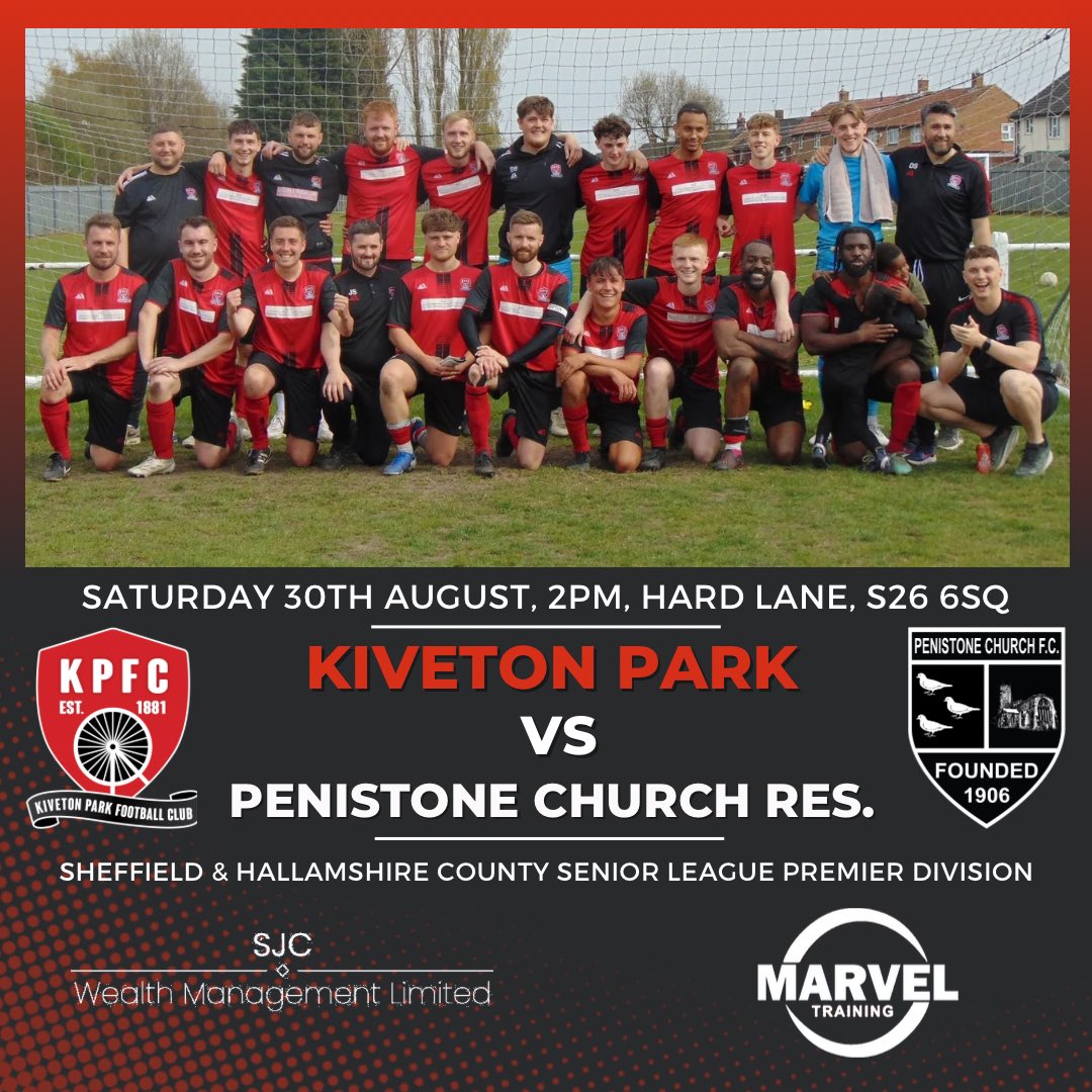 (C) Kiveton Park FC (@kivetonparkfc) on Twitter photo Twelve years in the making, we make our return to step 7 today!
🕰️ 2pm
🏆 <a href="/CountySeniorFL/">S&H County Senior League</a> Premier
🆚 <a href="/pcfc1906/">Penistone Church FC</a> reserves
🏟️ Hard Lane, S26 6SQ
💷 FREE admission
📕 FREE programmes Twelve years in the making, we make our return to step 7 today!
🕰️ 2pm
🏆 <a href="/CountySeniorFL/">S&H County Senior League</a> Premier
🆚 <a href="/pcfc1906/">Penistone Church FC</a> reserves
🏟️ Hard Lane, S26 6SQ
💷 FREE admission
📕 FREE programmes